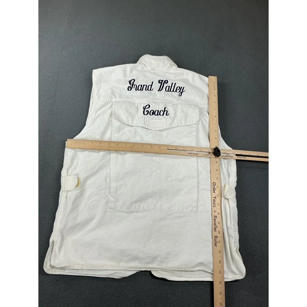 Banana Republic Vest Mens M White Military Jacket Cotton Canvas Pockets Zip